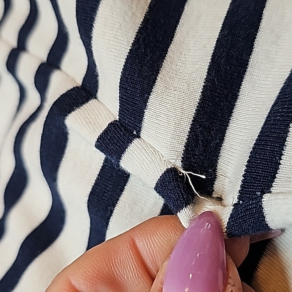 NAUTICA BLUE & WHITE STRIPED SHORT FLUTTER SLEEVE PULLOVER TEE - Picture 9 of 11